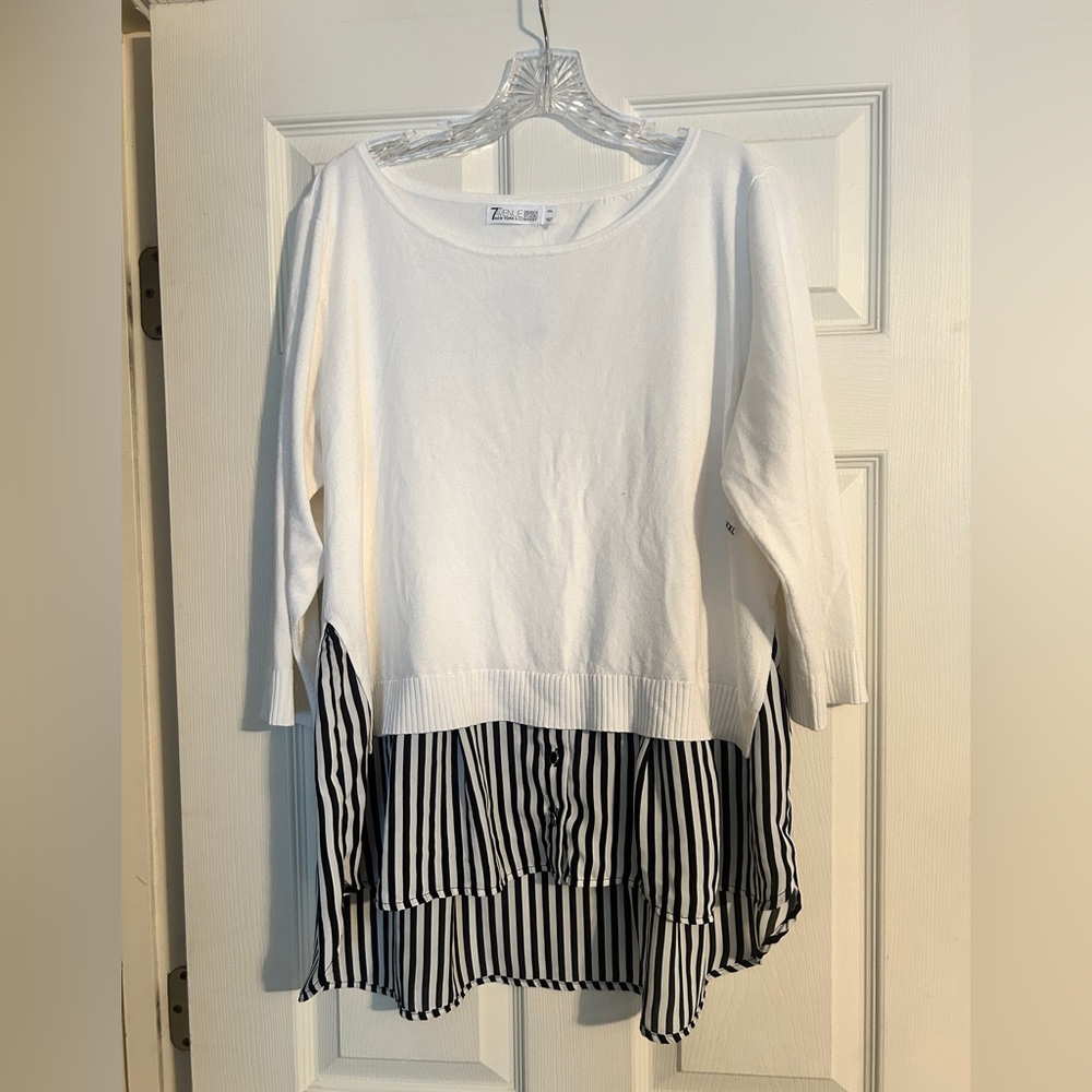 Sweater with peakaboo blouse